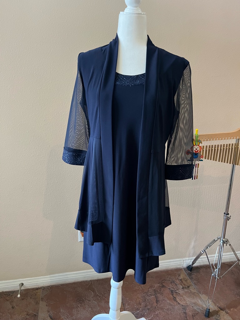 R&M Richards Navy Petite Evening Dress